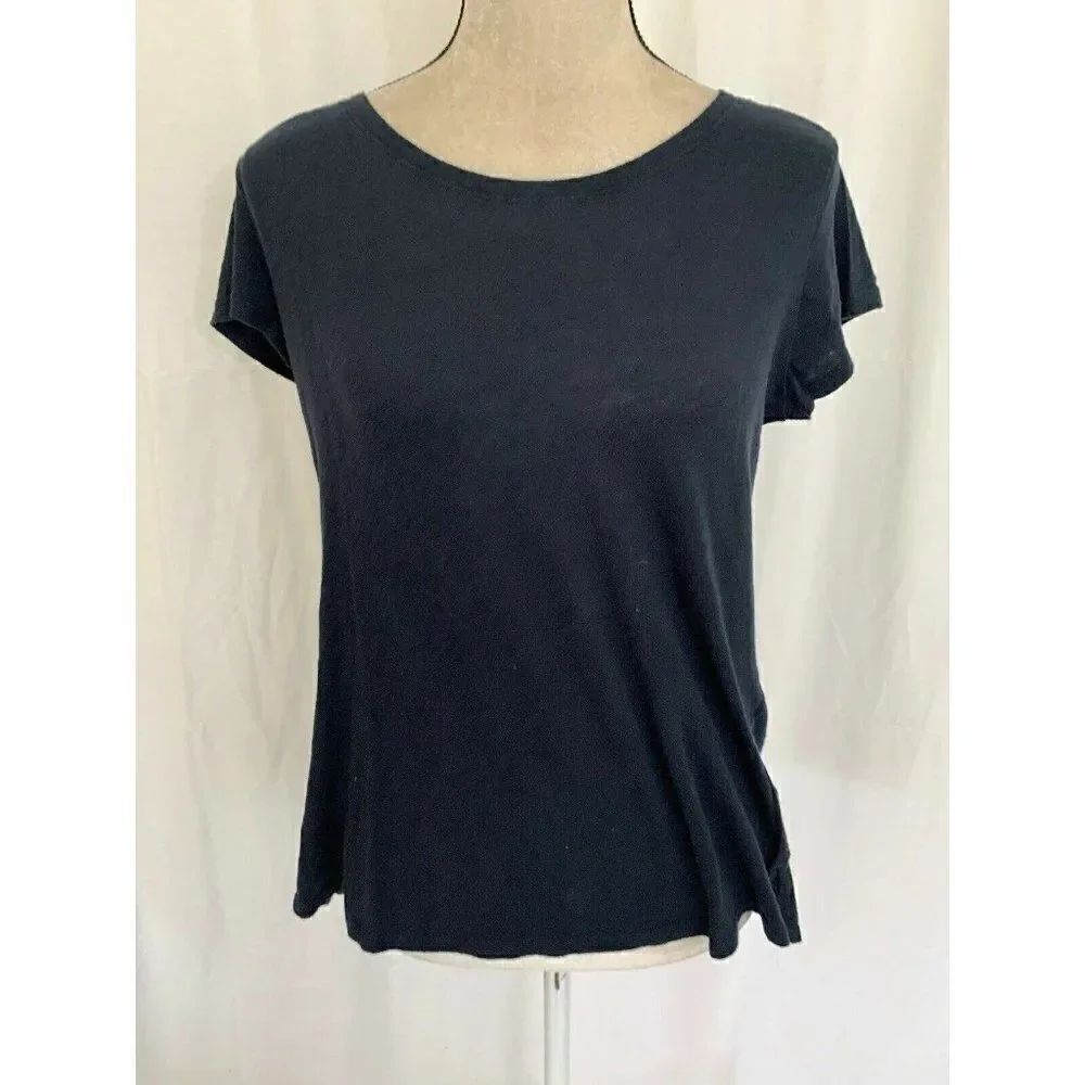 calypso st barth Womens Solid Black Crew Neck Short Sleeve Top T Shirt Xs